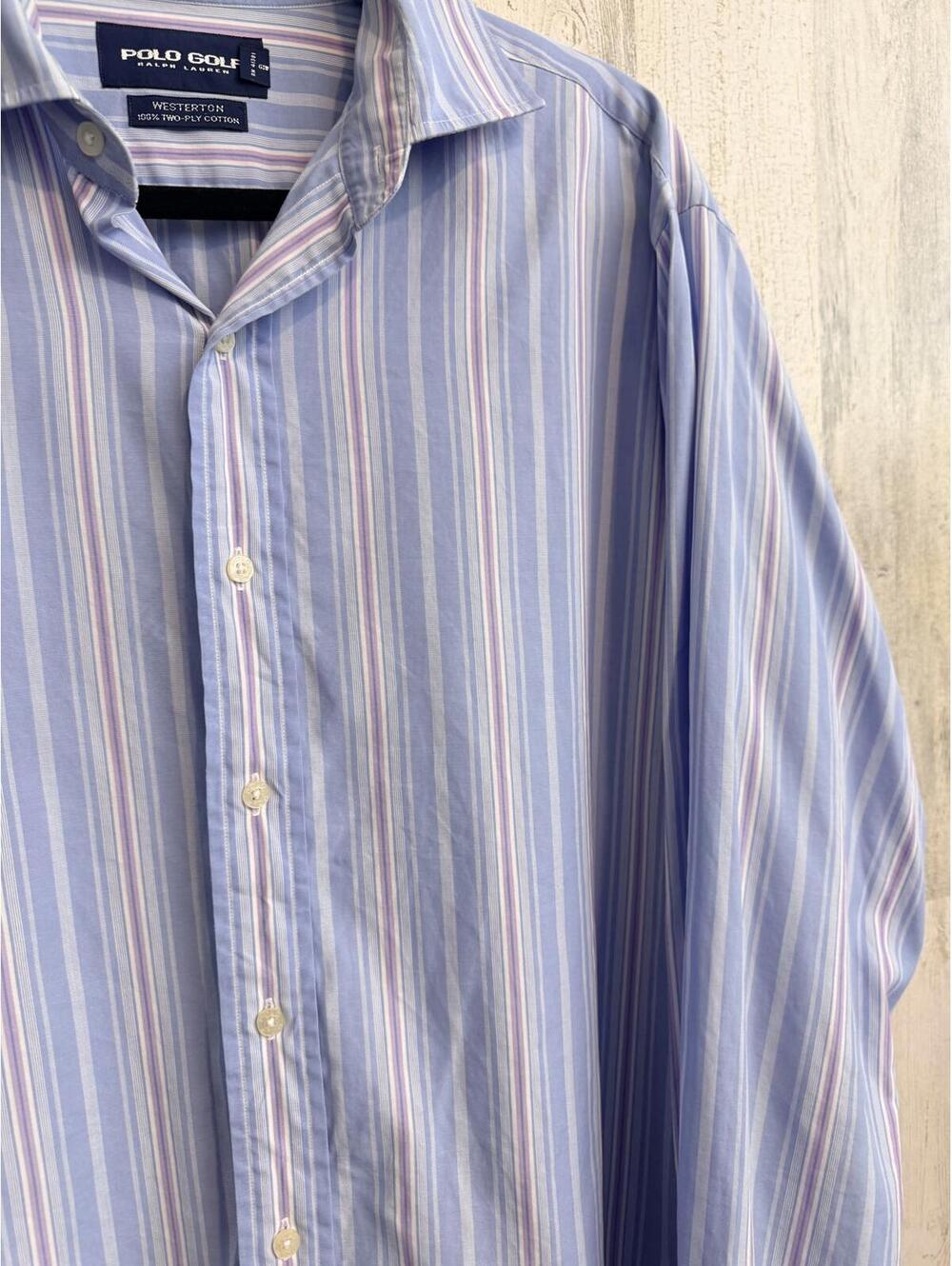 Vintage Polo Golf Ralph Lauren Westerton Striped Two-Ply Cotton Shirt Mens - Picture 6 of 10